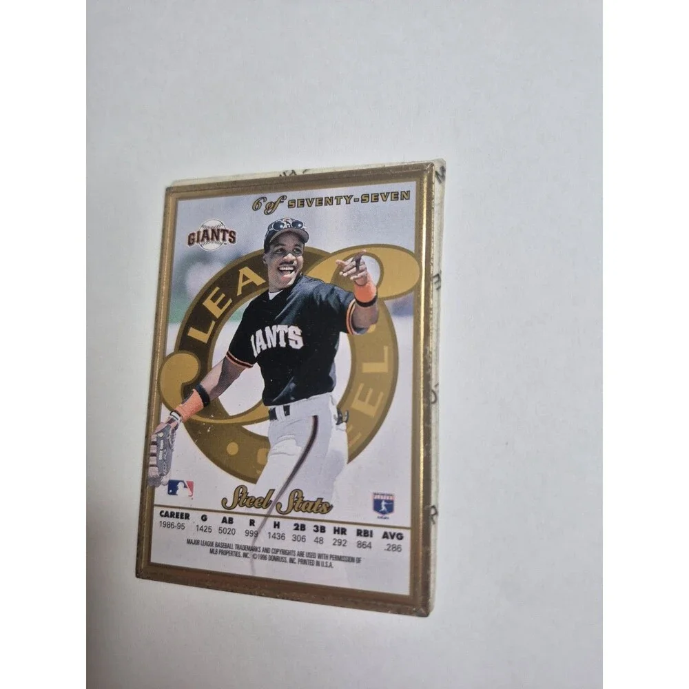BARRY BONDS-1996 LEAF STEEL GOLD-W/ FILM⚾️ BASEBALL CARD-SAN FRANCISCO GIANTS #6